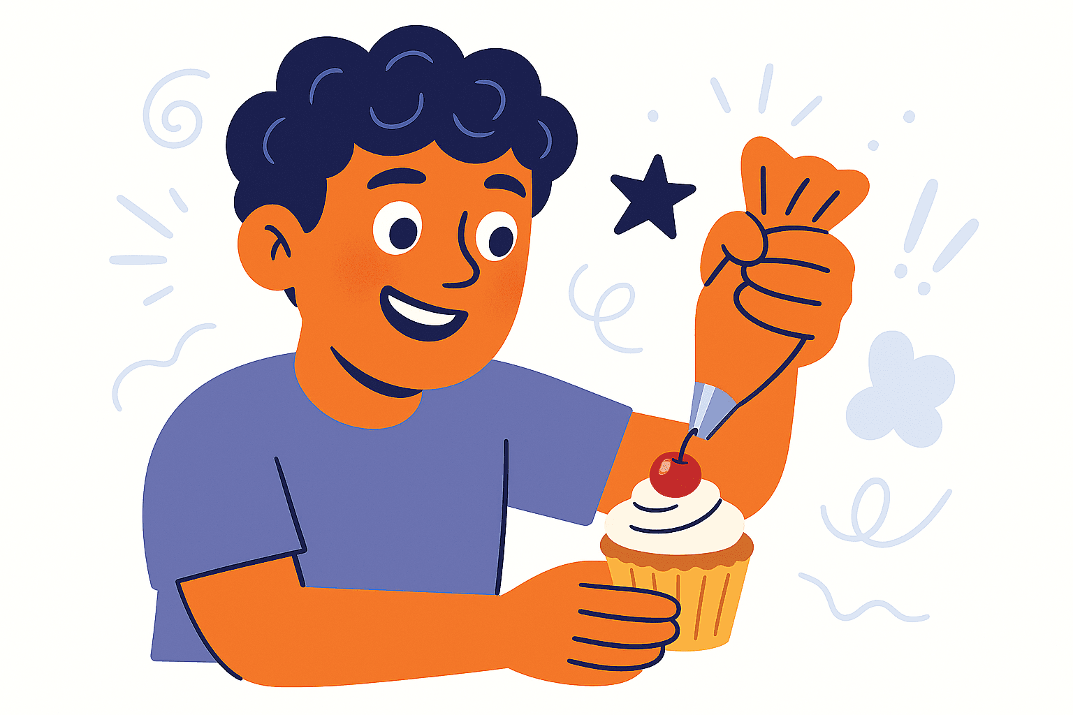 character decorating cupcake