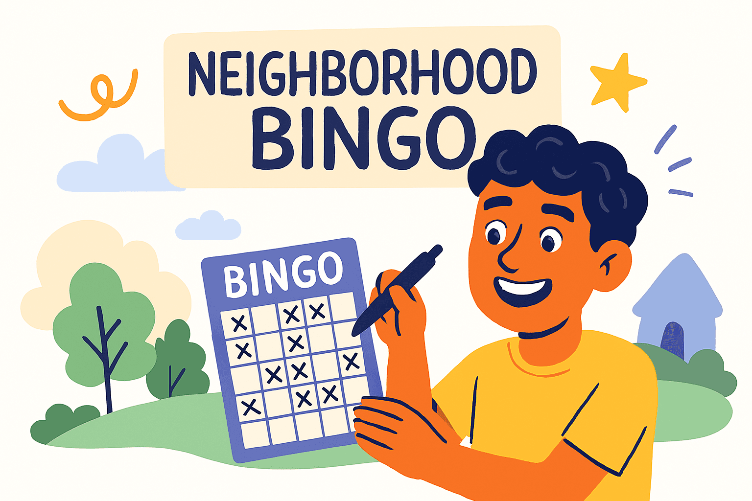 character with neighborhood bingo card