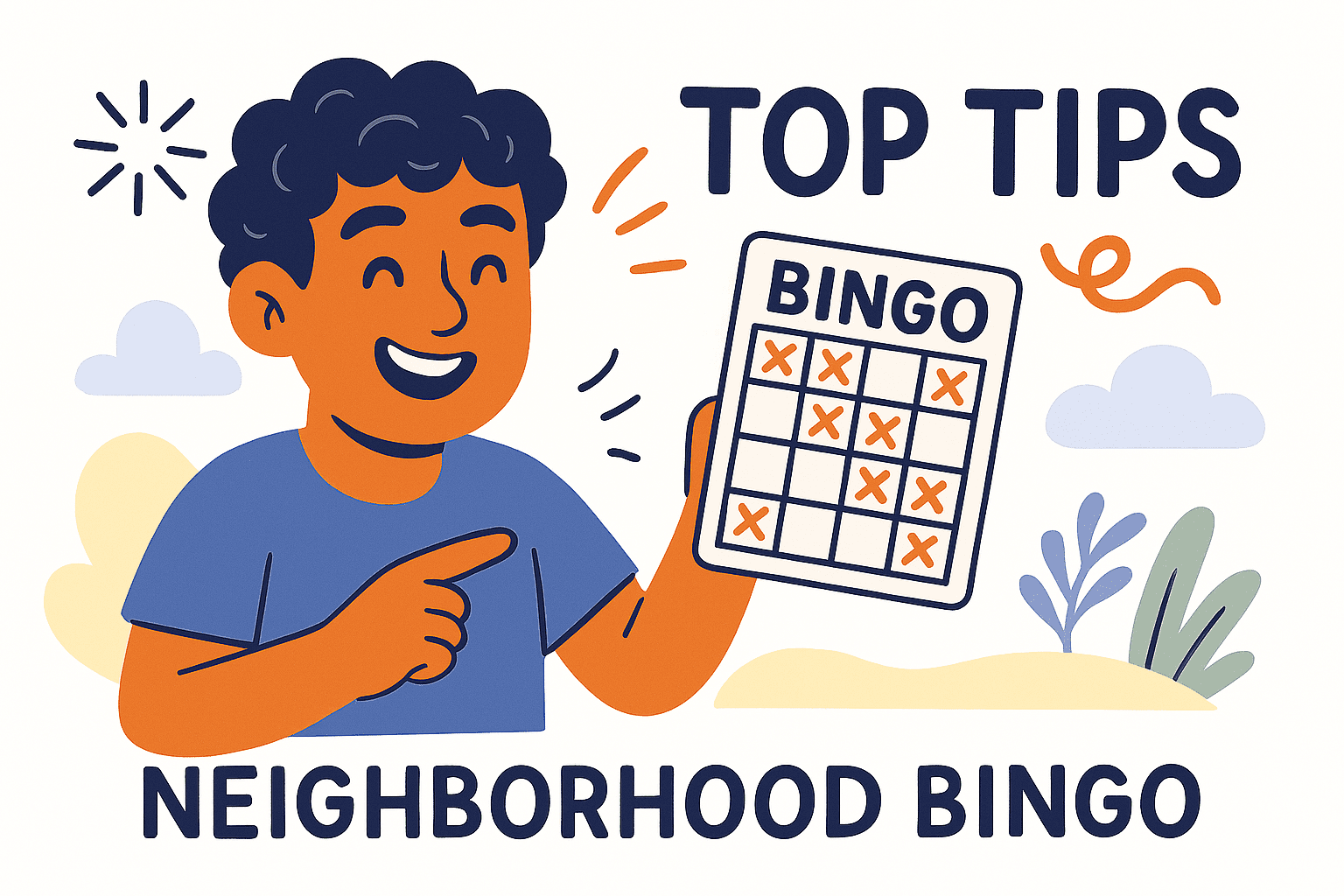 top tips neighborhood bingo illustration
